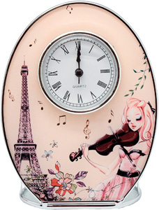 Jardin D'ete. Часы настольные "Парижские грёзы", арт. 24575E, материал – стекло, нержавеющая сталь. Размер – 16*12,5*5 см.