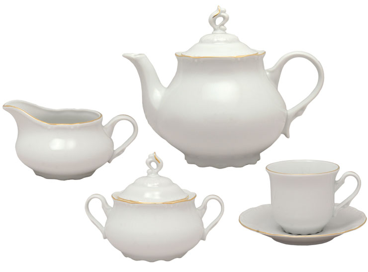Чайный сервиз Констанция, белый фарфор, 15 предметов, печать логотипа и изображений - деколь.