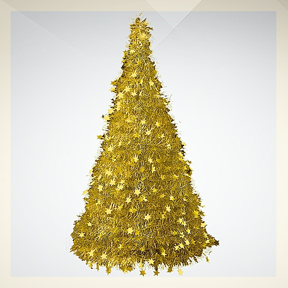 Ёлка новогодняя, фольгированная, цвет - золотой. Материал – металлизированный полиэстер.