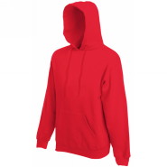 622080.40 Мужская толстовка с капюшоном Fruit of the Loom Classic Hooded Sweat, цвет - красный, плотность - 280 гр., 80% хлопок / 20% полиэстер. Толстовка с капюшоном из двойной ткани с однотонным вытяжным шнурком. Передний карман "кенгуру". Трикотажная резинка на поясе и манжеты, из смеси хлопка и лайкры для сохранения формы. Классические толстовки Classic Hooded Sweat предназначены для ежедневного комфорта и производятся из тёплой начёсной ткани.