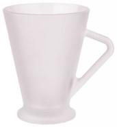 Матовая стеклянная конусная кружка под нанесение логотипа 0971 Frozen Mug Sculpture Clear, цвет кружки – прозрачный, объём кружки – 0,2 литра, высота – 11 см., диаметр – 9 см. Печать логотипа на кружках Frozen Mug Sculpture Clear – деколь.