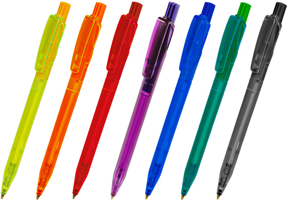 Шариковая ручка под нанесение логотипа Lecce Pen 161 TWIN LX. Шариковая ручка с цветным прозрачным блестящим корпусом и клипом, непрозрачной пластиковой кнопкой в цвет корпуса ручки.