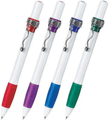 Шариковая ручка под нанесение логотипа Lecce Pen 343 ALLEGRA. Шариковая ручка с белым глянцевым корпусом, цветной зоной грифа и вставкой в верхней части ручки, металлическим фигурным клипом серебристого цвета.