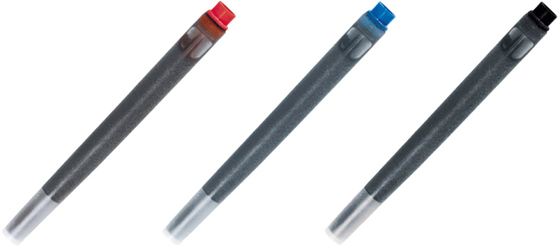 Картридж с чернилами для перьевых ручек Паркер. Картриджи Parker подходят для всех моделей перьевых ручек Паркер, поставляются в упаковке по 5 штук, доступные цвета чернил: синий, чёрный, красный.
