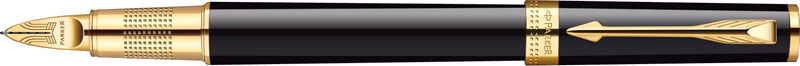 S0959160. Ручка Пятый пишущий узел Parker Ingenuity Large Black Lacquer GT. Ручка Паркер пятый пишущий узел со съёмным колпачком, чёрный глянцевый корпус, детали дизайна с золотым PVD-покрытием.