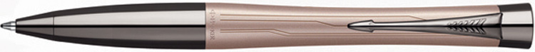 S0949280. Шариковая ручка Parker URBAN PREMIUM Metallic Pink. Шариковая ручка Паркер с поворотным механизмом выдвижения стержня, корпус ручки украшен эксклюзивным орнаментом из элегантных тонких линий, отделка металлизированным пастельно-розовым лаком с сатиновым отливом, детали дизайна и зона захвата ручки с тёмно-серым лаковым покрытием.