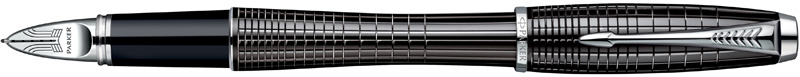 S0976050. Ручка пятого поколения Parker URBAN PREMIUM Ebony Metal Chiselled. Эбонитово-чёрный корпус с металлическими отблесками покрыт блестящим лаком, асссиметричная гравировка корпуса и колпачка ручки, хромированные детали дизайна. Ручка Паркер пятого поколения изготовлена с использованием технологии 5th.