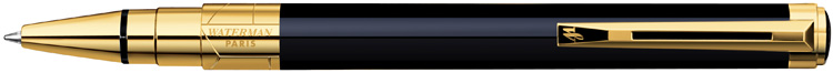 S0830900. Шариковая ручка Waterman Perspective Black GT. Шариковая ручка Ватерман с поворотным механизмом выдвижения стержня, блестящий чёрный корпус, позолоченные детали дизайна.