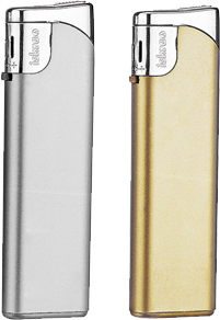 Пластиковая зажигалка под нанесение логотипа, арт. 14911, пластиковый корпус, окрашенный в серебристый или золотистый цвет металлик.
