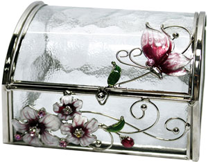 Jardin D'ete. Шкатулка для украшений "Розовая глазурь", арт. 22368G, материал – стекло, нержавеющая сталь, эмаль. Размер – 10*11*8 см.