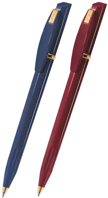 Шариковая ручка под нанесение логотипа Lecce Pen 350 ONDA. Шариковая ручка с поворотным механизмом выдвижения стержня, пластиковый глянцевый корпус и клип, металлическое кольцо и наконечник золотистого цвета.