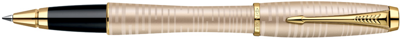 1906856. Роллер Parker Urban Premium Golden Pearl. Роллер Паркер со съёмным колпачком, алюминиевый корпус нежного золотого цвета с розовым оттенком, лёгкой пескоструйной обработкой и тонкой гравировкой, детали дизайна золотистого цвета.