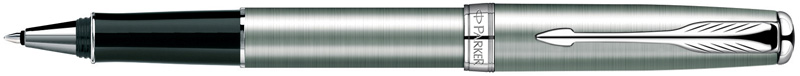 S0809230. Роллер Parker SONNET Stainless Steel CT. Роллер Паркер со съёмным колпачком, корпус и колпачок роллера из нержавеющей стали с текстурированной и полированной поверхностью, придающей роллеру приятный сатиновый эффект, детали дизайна роллера с блестящим палладиевым покрытием.