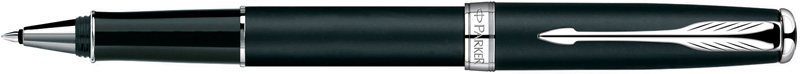 S0818110. Роллер Parker SONNET Matte Black CT. Роллер Паркер со съёмным колпачком, корпус и колпачок роллера покрыты матовым, бархатистым на ощупь, чёрным лаком, детали дизайна с блестящим палладиевым покрытием.