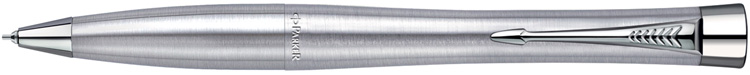 S0850580. Механический карандаш Parker URBAN Metro Metallic. Карандаш Паркер с поворотным механизмом выдвижения стержня, хромированный корпус с текстурированной обработкой, блестящие хромированные детали дизайна.