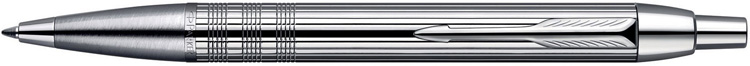 S0908660. Шариковая ручка Parker IM PREMIUM Shiny Chrome Chiselled. Мерцающая и хромированная металлическая шариковая ручка Паркер с кольцевой пунктирной гравировкой корпуса. Ручка оснащена кнопочным механизмом выдвижения стержня.