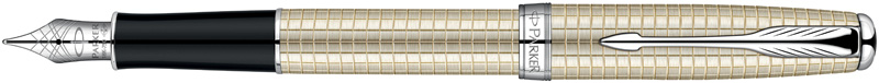 S0912490. Перьевая ручка Parker SONNET Sterling Silver. Перьевая ручка Паркер из стерлингового серебра 925 пробы, золотое перо с родиевым покрытием, детали дизайна с блестящим палладиевым покрытием.