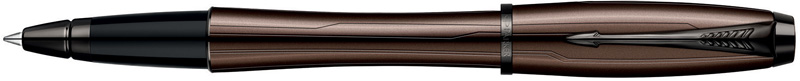 S0949220. Роллер Parker URBAN PREMIUM Metallic Brown. Роллер Паркер со съёмным колпачком, латунный корпус роллера покрыт металлизированным тёмно-коричневым лаком с сатиновым отливом, корпус роллера и колпачок украшены эксклюзивным орнаментом из элегантных тонких линий, детали дизайна с чёрным лаковым покрытием.
