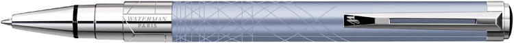 S0831180. Шариковая ручка Waterman Perspective Azure CT. Шариковая ручка Ватерман с поворотным механизмом выдвижения стержня, корпус ручки покрыт нежным голубым лаком металлик с декоративным рисунком, идеально сочетающимся со скульптурной формой ручки и деталями дизайна с блестящим палладиевым покрытием.