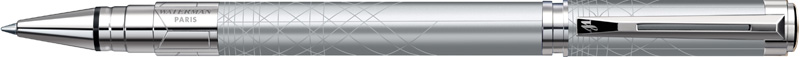 S0831280. Роллер Waterman Perspective Silver CT. Роллер Ватерман со съёмным колпачком, корпус роллера и колпачок украшены элегантным серебристым лаком с пронзительно красивым рисунком архитектурных линий, детали дизайна с блестящим палладиевым покрытием, мерцающим в тон роллера.